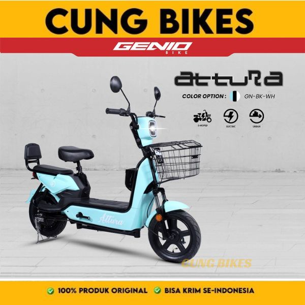 Sepeda Listrik Attura by United Bike Electric Bike, keyless, Keranjang besi bergaransi resmi