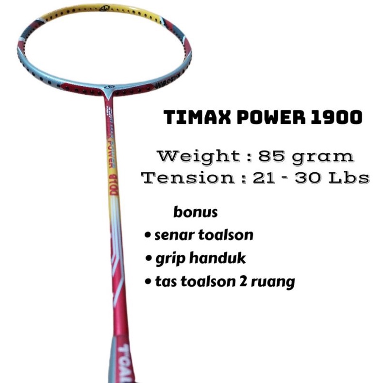 Raket Badminton Toalson TIMAX POWER 9100 Original Toalson