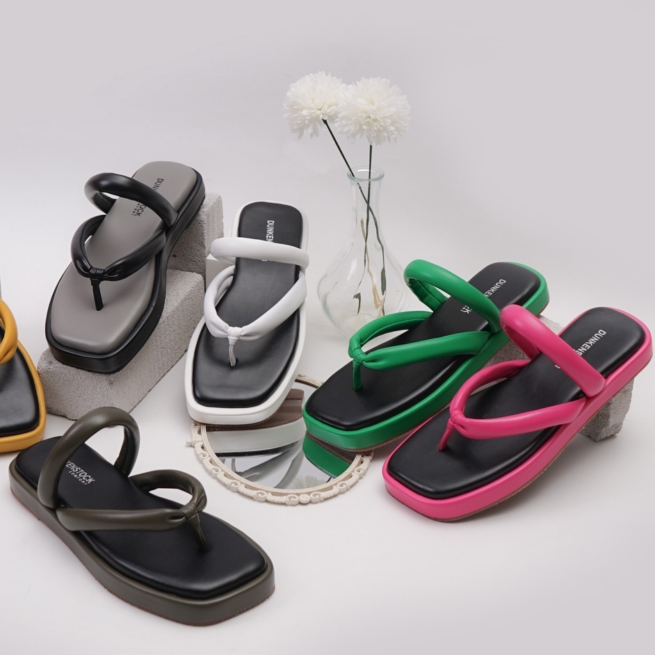 LAPEPA YUK - Dunkenstock Rissa Sandal Wanita Jepit Tinggi 2cm Size 36 - 40 Tidak Licin Sendal Japit Beleza Wedges Slop Casual Dunkenstok Rumah Belezza 37 38 39 Warna Army Hijau Sage Bellezza Kekinian Premium Terbaru Shoes Ori Original Mall Official Store