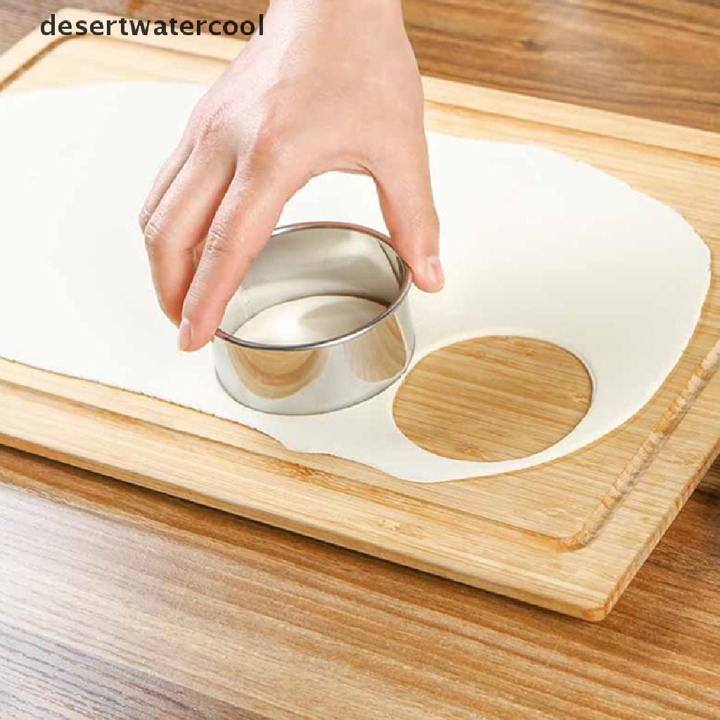 Deid 3Pcs/Set Cetakan Pemotong Pangsit Bulat Stainless Steel Round Cookie Dough Stamper Martijn