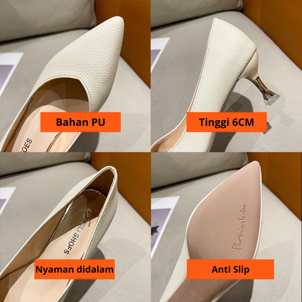 Sepatu Hak Tinggi Wanita Sepatu Heels Kerja Perempuan Import 6cm High Heels Cewek Formal SH-036