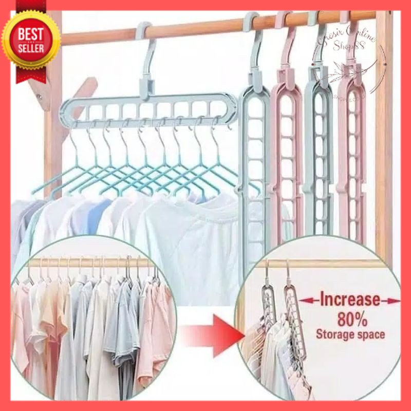 GOS - A204 - Magic Hanger 9 in 1 / Jemuran Pakaian 9 Susun Serbaguna / Gantungan Baju Celana Lemari