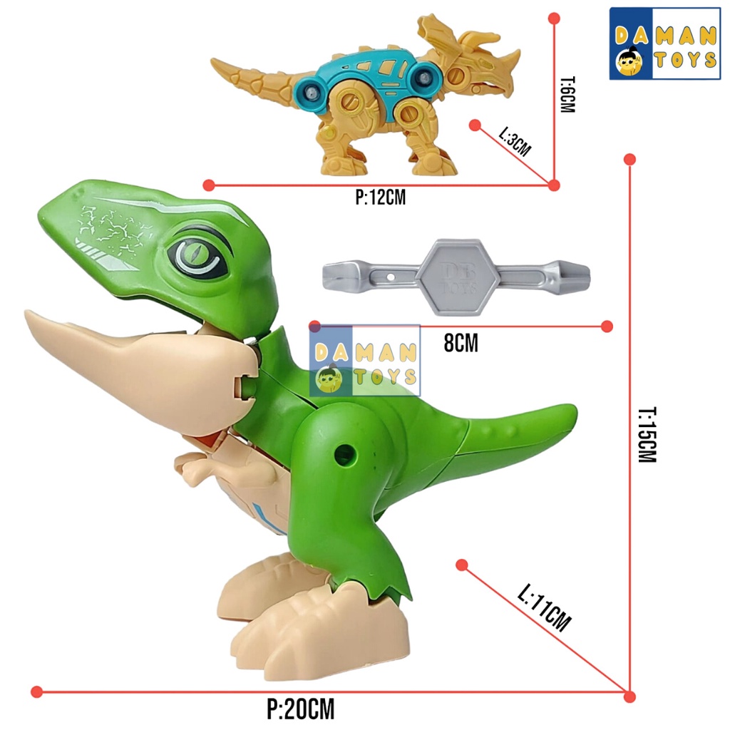 Mainan Dino Rakit Besar T-rex Velociraptor Dinosaurus Robot Dinosaur Snap Edukasi