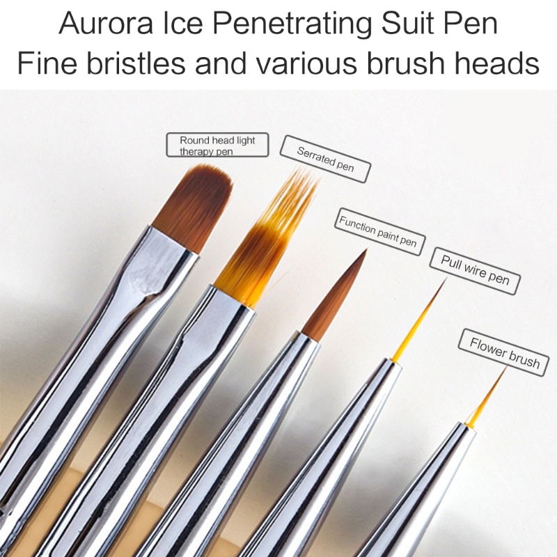 Siy 5buah Alat Desain Kuku Nail Art Brushes Nail Liner Brushes DIY Manicure Tool