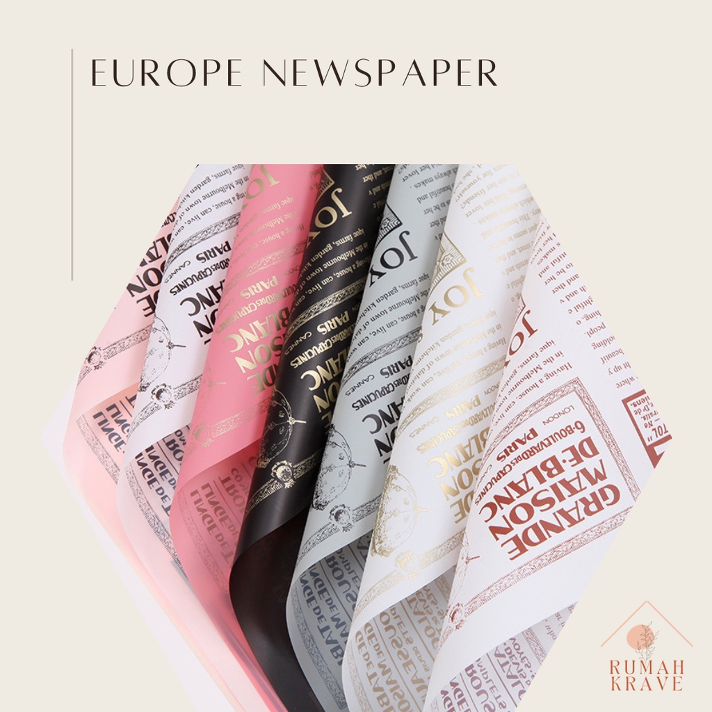 

RUMAH KRAVE - Europe Newspaper Wrapping Cellophane Kertas Buket Bunga