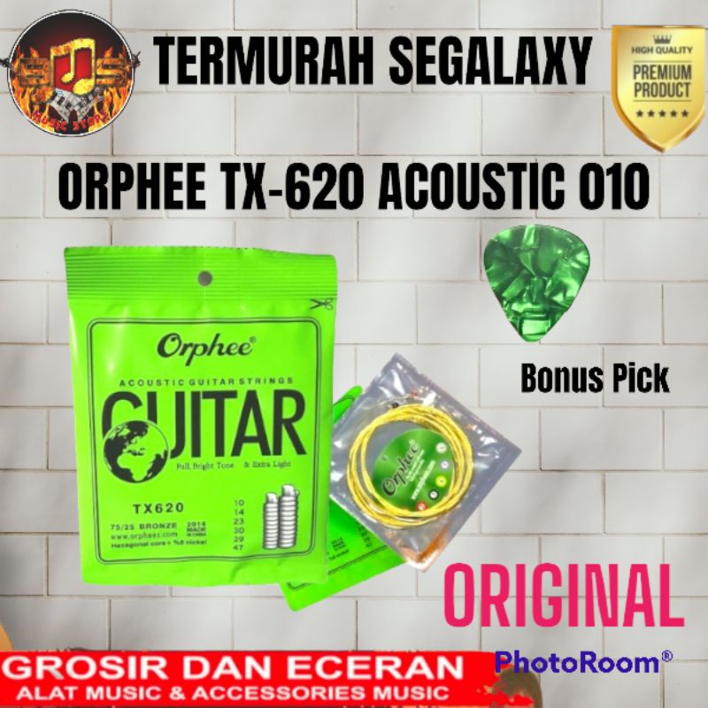 Senar Orphee Acoustic 010 senar gitar orphee tx620 akustik 010 bonus pick