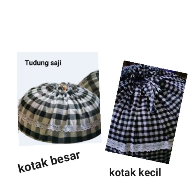 tudung tutup saji bundar motif kotak renda diameter 50 sampai 70