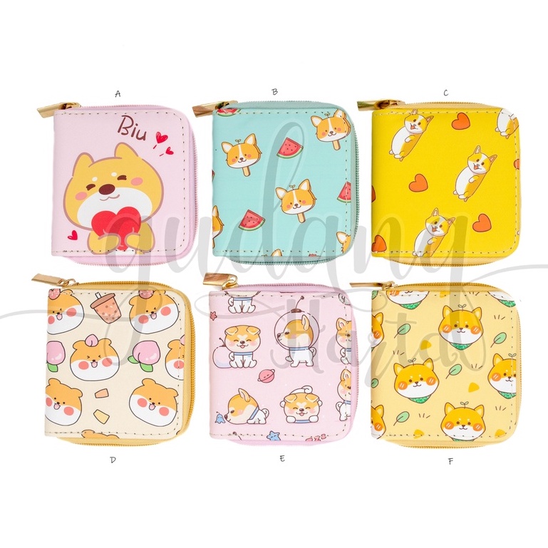 Dompet Wanita Motif Corgi Purse Lipat Uang Koin Kartu Serbaguna Motif Anjing Lucu GH 402011