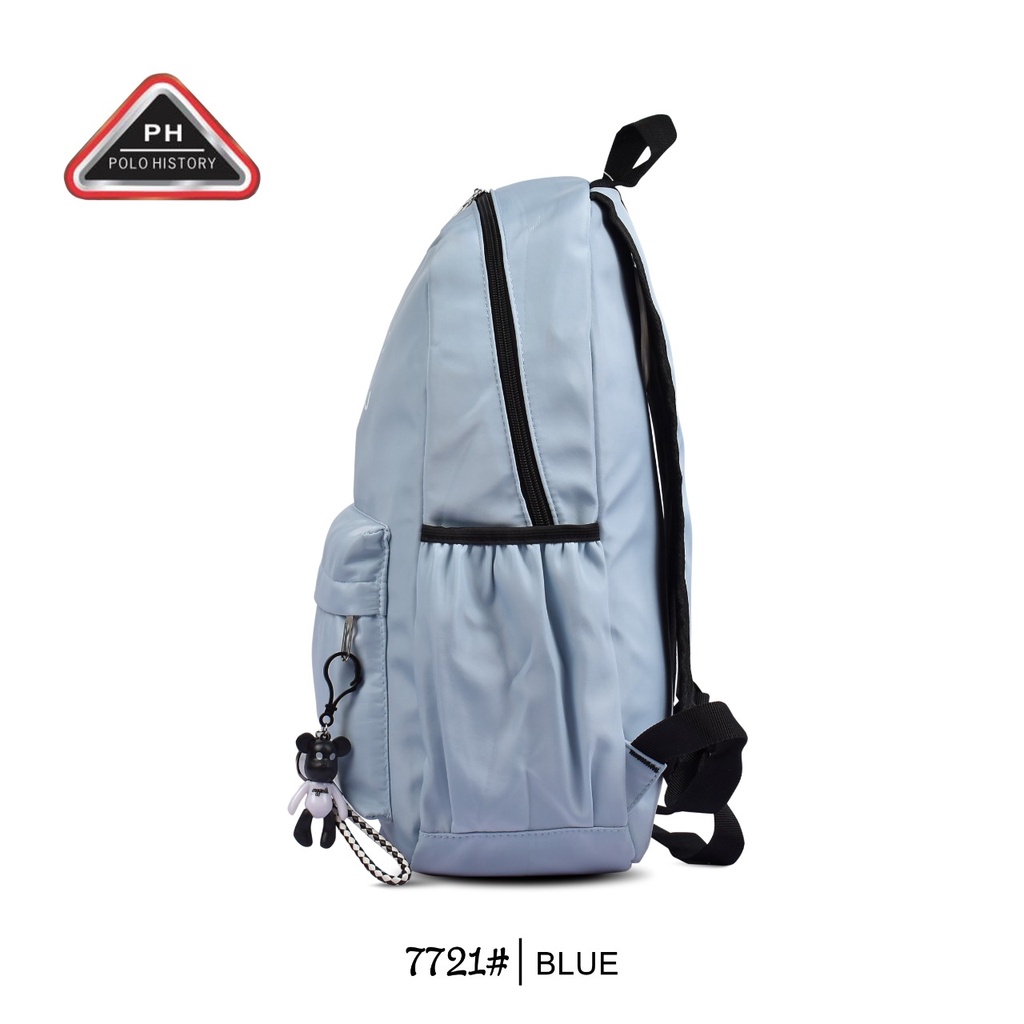 ( RSBY ) Tas Wanita Import Tas Fashion Polo History 7721 / 7720 18Inchi Tas Ransel Wanita Tas Laptop Free Gantungan