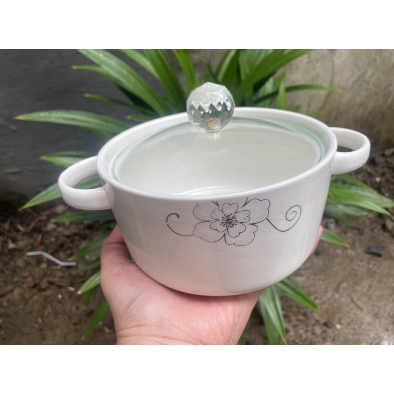 Panci Ceramic Casserole Stew Pot Tutup Kaca