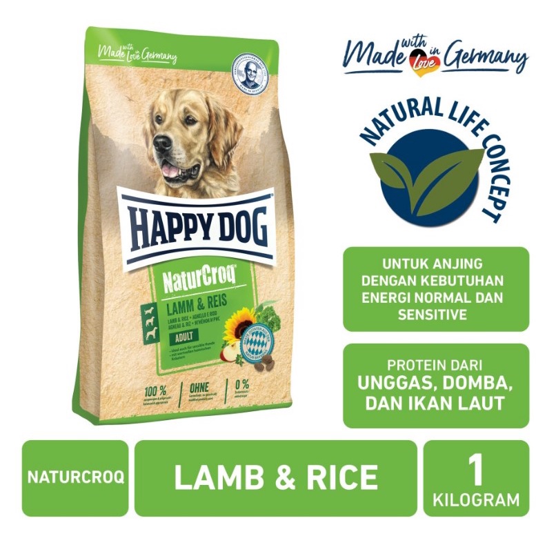 Happy Dog NaturCroq Adult Lamb &amp; Rice 1KG Food Makanan Anjing