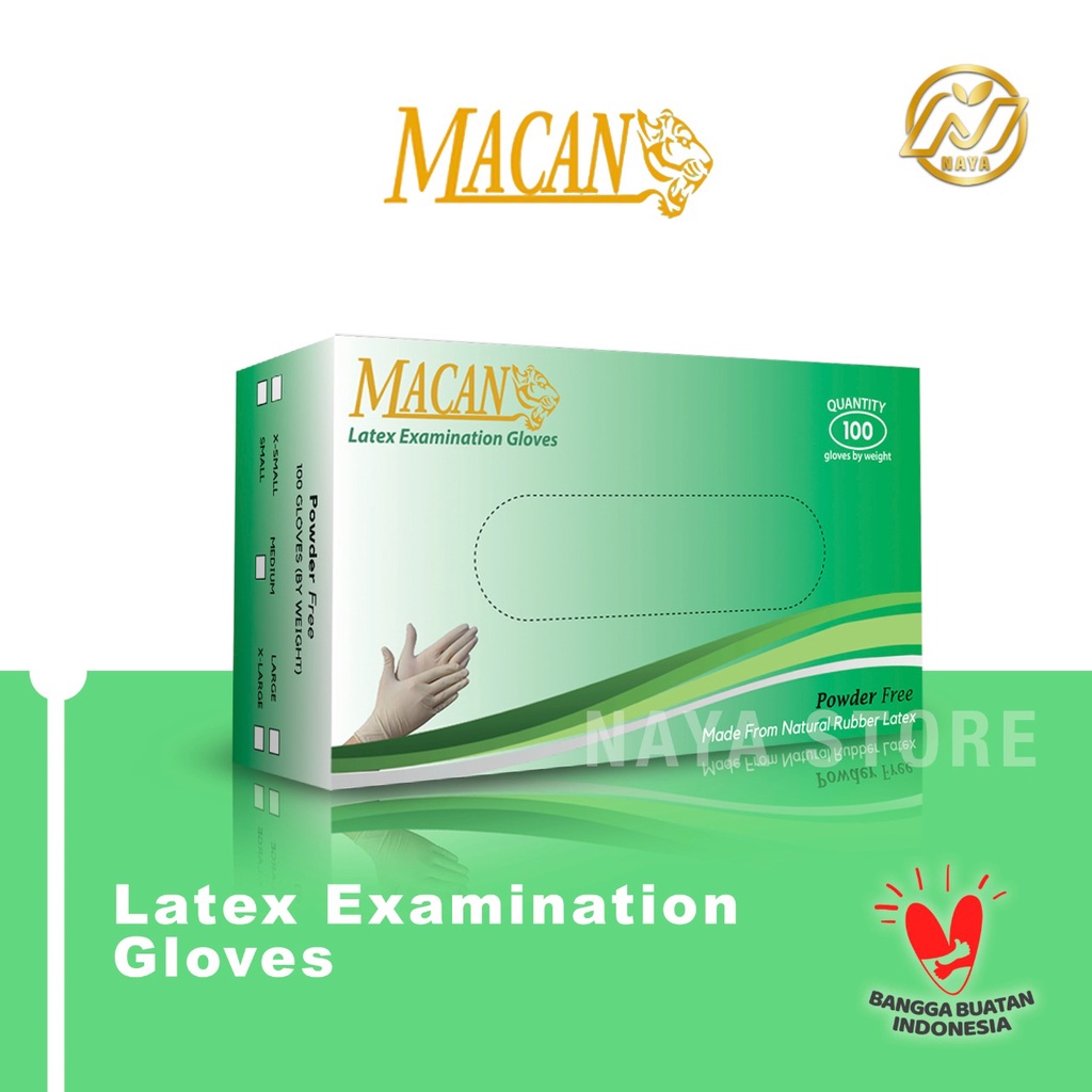 MACAN Latex Examination Gloves Powder Free