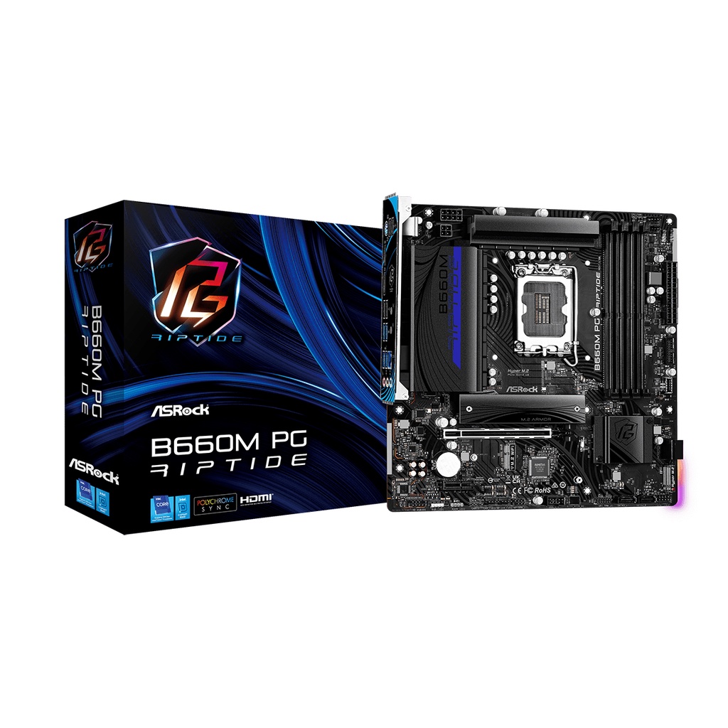 Asrock B660M PG Phantom Gaming Riptide Intel LGA1700 B660 DDR4 Raptor Lake Motherboard