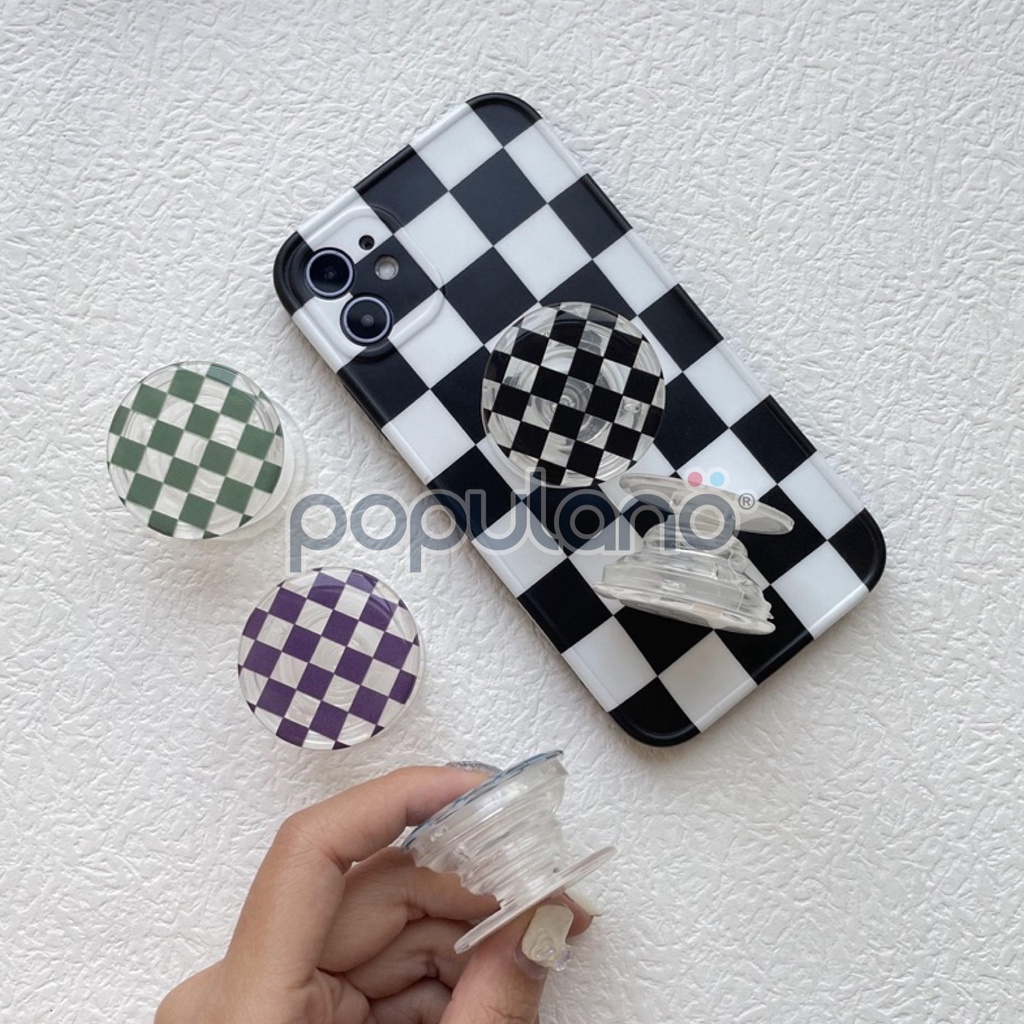 Pop Stand Transparan Kotak Socket Phone Holder Griptok Hp Lucu Docking