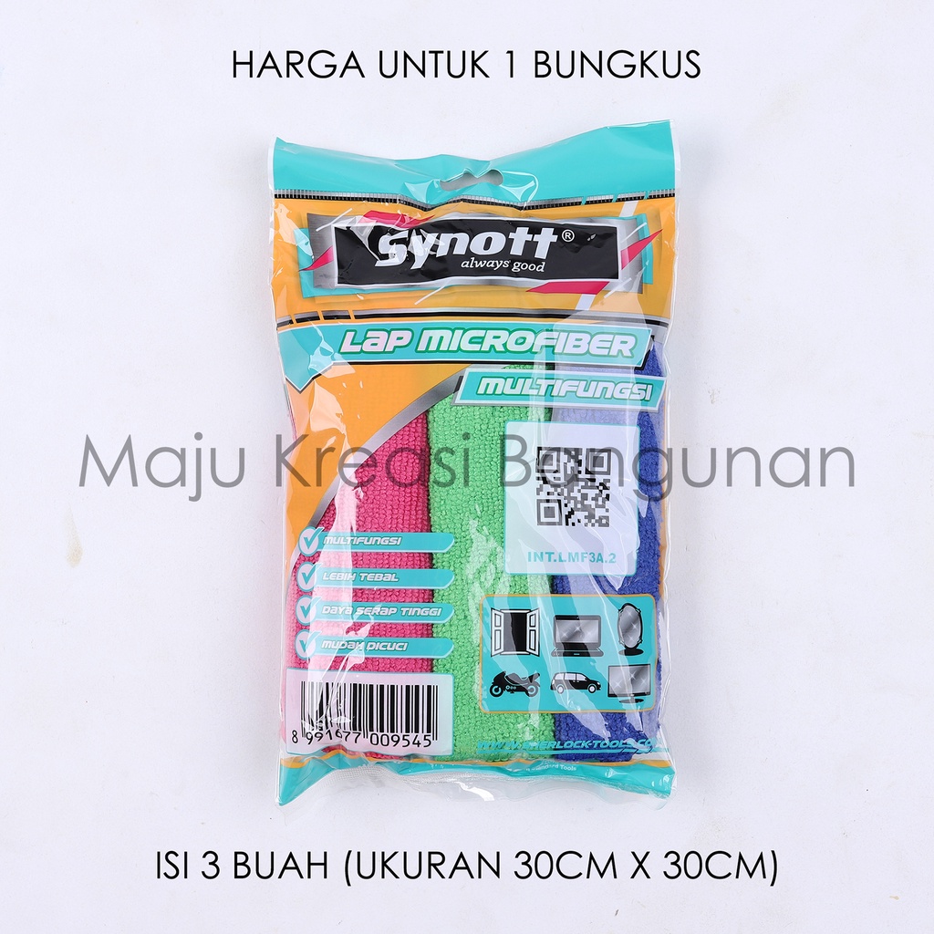 Kain Lap Microfiber Synott Mobil Motor Dapur Serbaguna Isi 3 Kain Multifungsi Microfibre Micro Fiber