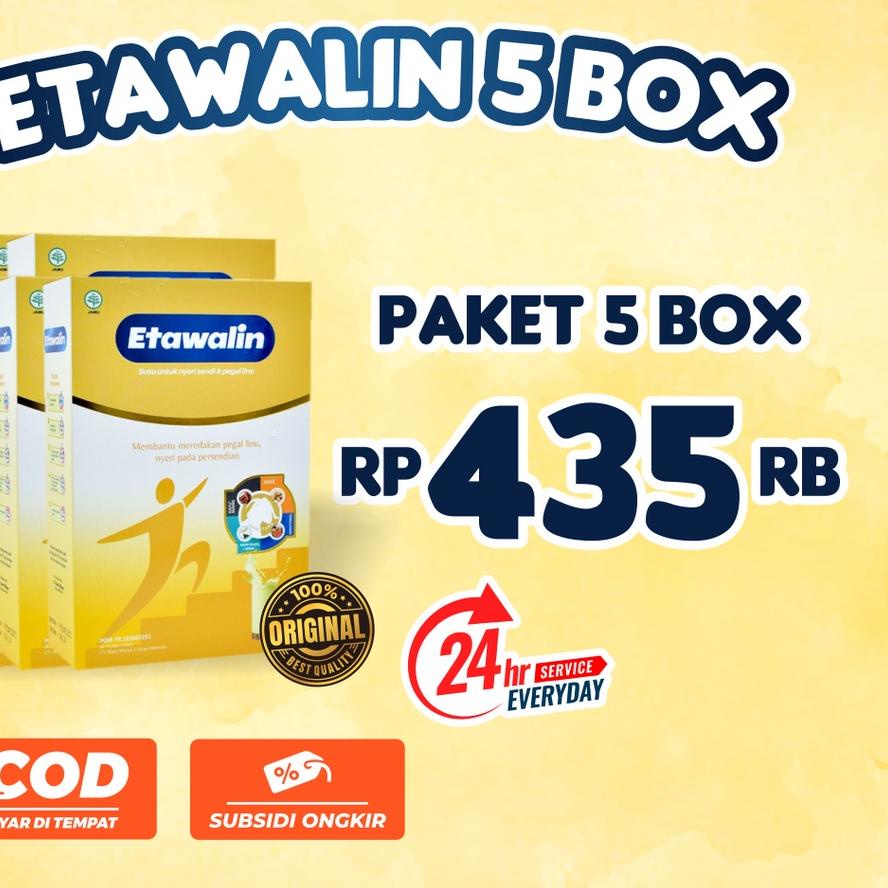 

Ready Stock ETAWALIN PAKET 5 BOX - Susu Kambing Etawa Susu Terapi Nyeri Sendi Terbaik Atasi Masalah Asam Urat Rematik Jaga Kepadatan dan Kesehatan Tulang Tulang,