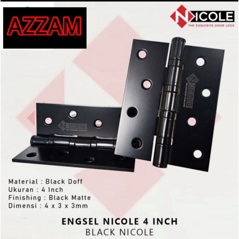 Promo engsel 5 inc 4 inch dekkson engsel pintu panel dekkson black hitam stanlis 304 tebal  engsel engsel pintu hitam engsel/ENGSEL PINTU HITAM ORIGINL PRODUK/ ENGSEL 5 INC