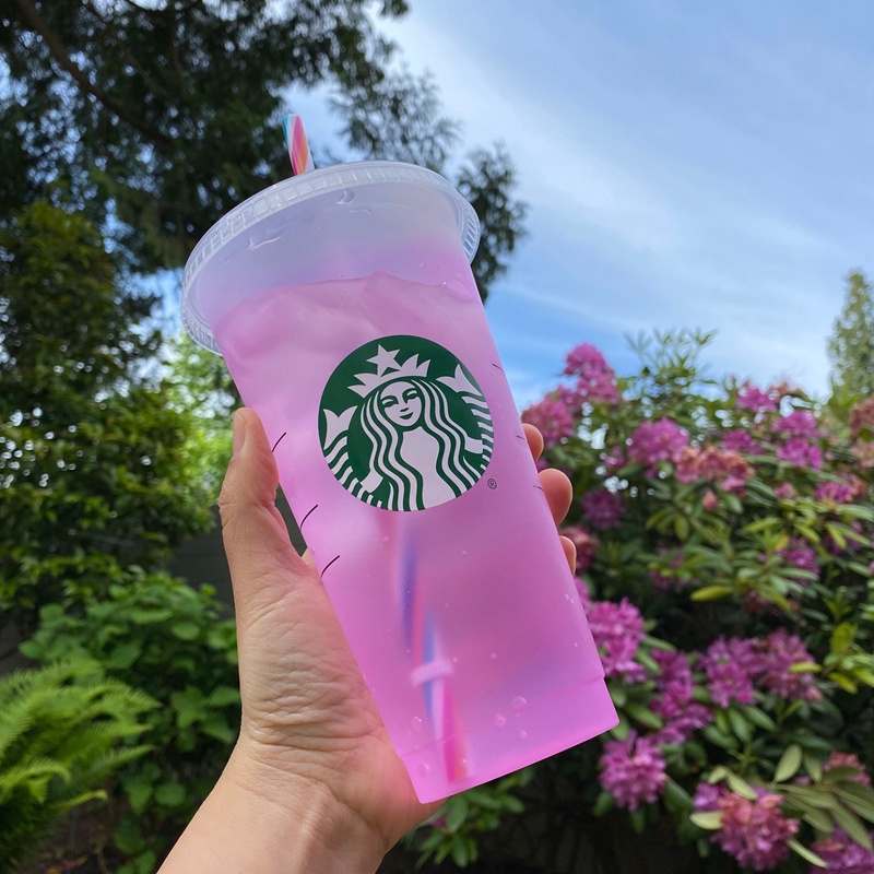 Starbucks Tumbler Berubah Warna Colour Transparan Cup Reusable Cup Color Changing Cups