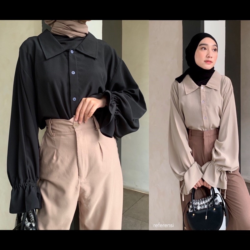 RAHEL SHIRT KEMEJA LINEN BASIC SHIRT KEMEJA WANITA KEMEJA POLOS OVERSIZED ATASAN JUMBO XXL