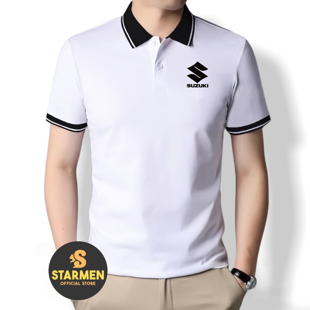 Kaos Polo Atasan Tshirt Pria Kerah Wangki Big List Logo SUZUKI