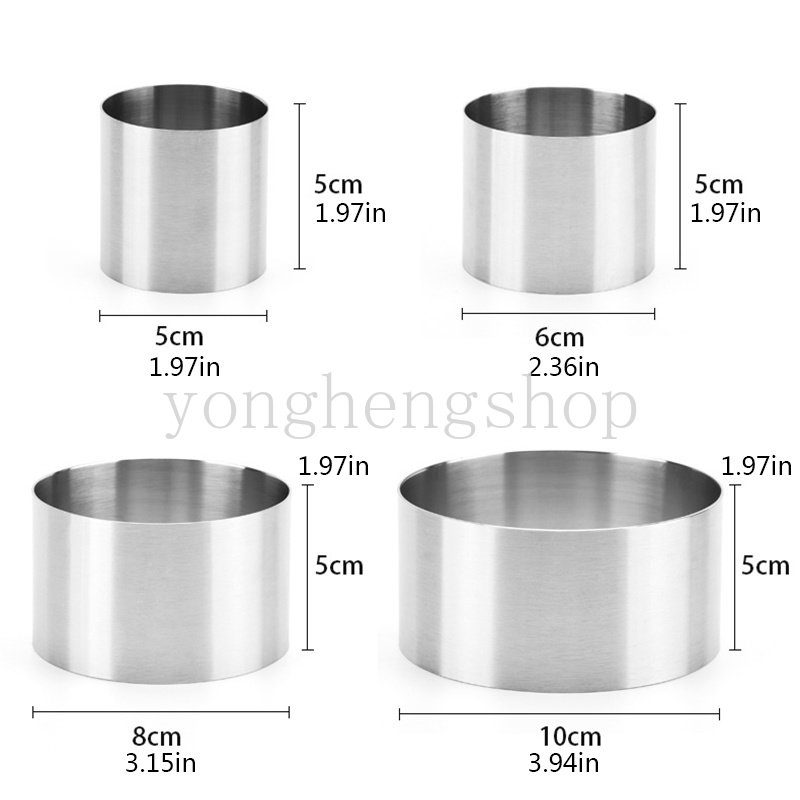 5/6 /6 /8 /10 cm Stainless Steel Bulat Mousse Ring Dessert Kue Cetakan Cookie Biskuit Cutter Tart Rings Dapur DIY Cetakan Kue