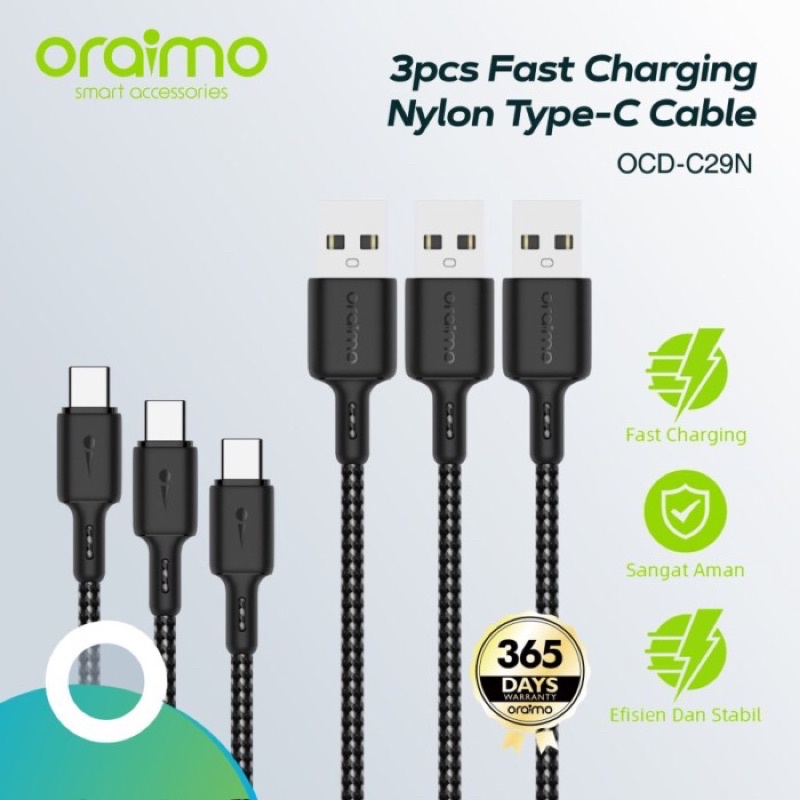 Oraimo Bundle 1PCS Kabel Data USB Type-C Fast Charging Cable OCD-C29N