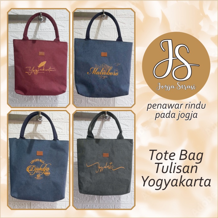 Jual Totebag Tas Selempang Tote Bag Tulisan Jogja / Yogyakarta