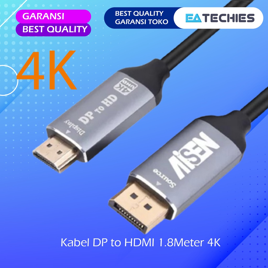 Kabel 4K DP TO HDMI 1.8 Meter Converter Adapter Gold Plated High Quality