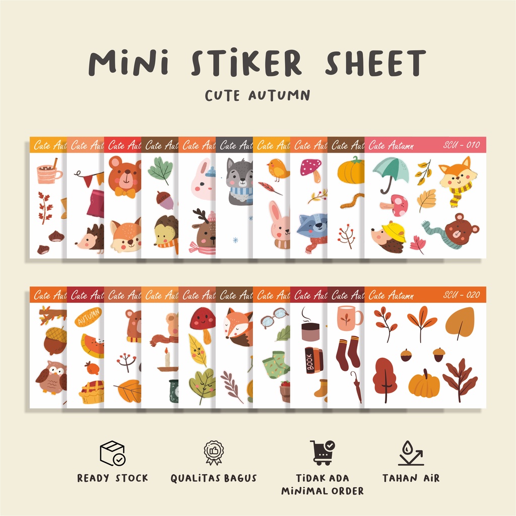 

( 10 pcs )Murah sheet jurnal stiker/bisa cutting/CUTE AUTUMN /label buku/stiker set