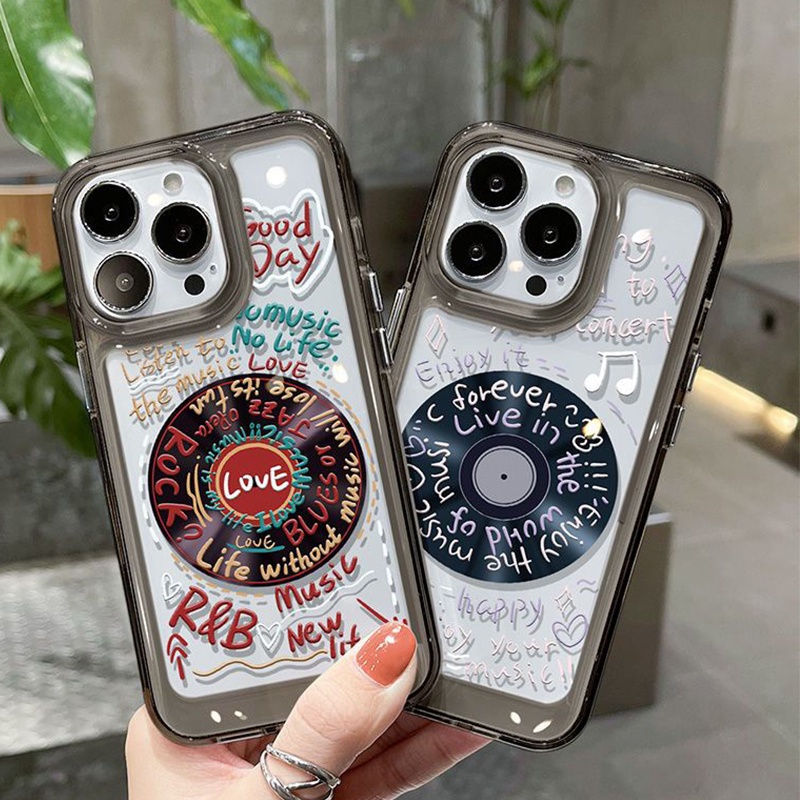 IPHONE Casing Soft Phone Case Musik CD Kompatibel Untuk Iphone14 13 12 11 Pro XS Max X XR 78 6 6S Plus Casing Transparan Shockproof TPU Cover