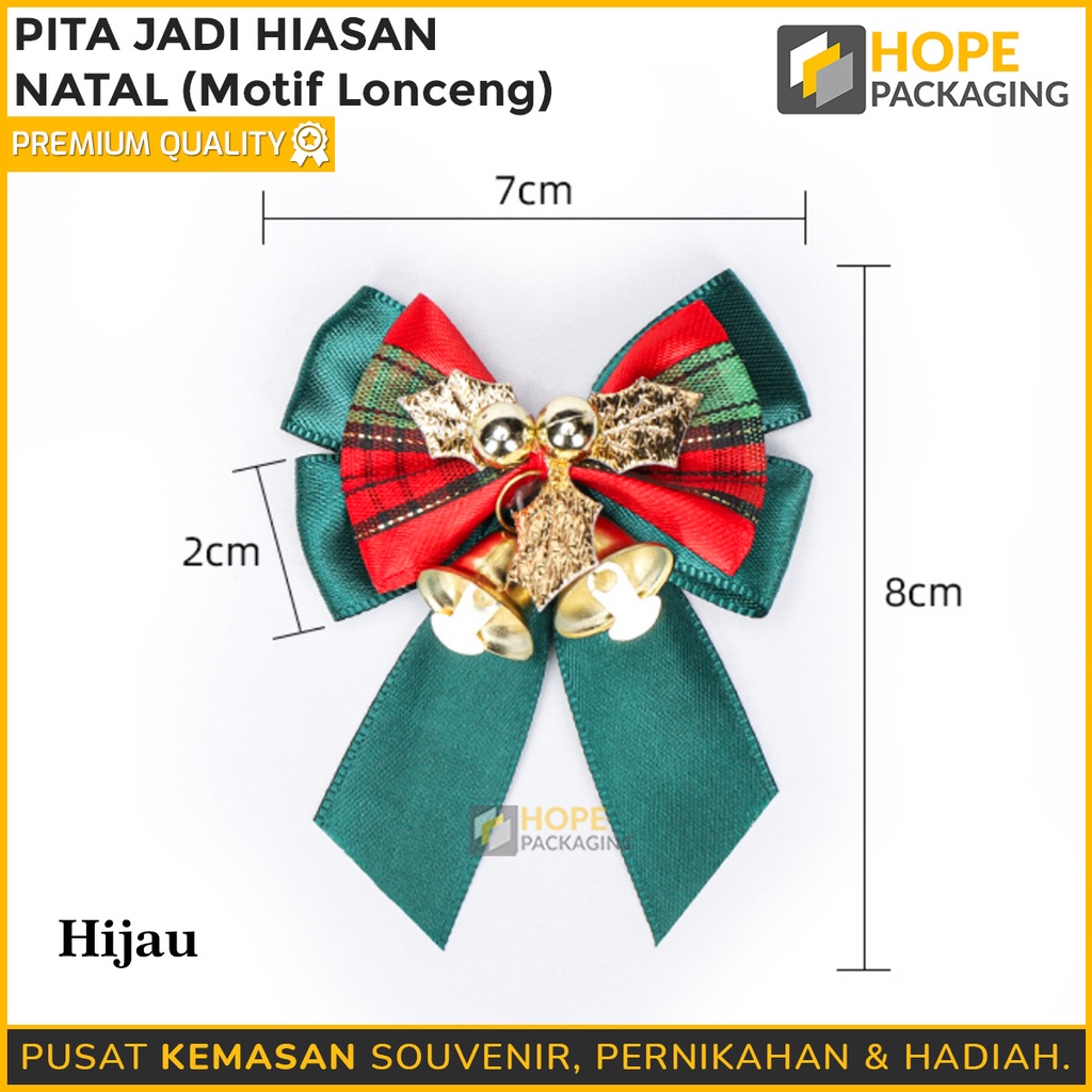 Pita Jadi Hiasan Natal Size : 7 x 8 x 2 cm / Motif Lonceng