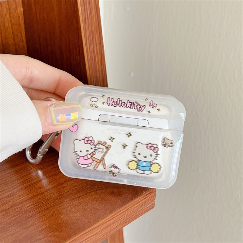 Ins Hello Kitty Kartun Pink Love Hijau Hati Warna-Warni Smiley Lucu Earphone Case Untuk Apple Airpod Pro 3 2 1 2nd Charging Box