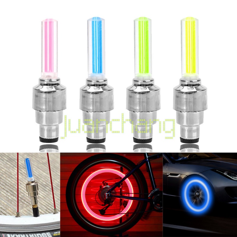 Lampu LED Sepeda Sepeda Universal Tutup Klep Ban Senter Lampu Klep Roda Otomatis Ban Motor Mobil Katup Angin Roda Jari-Jari Light Aksesoris Sepeda