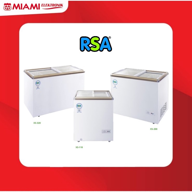 RSA XS-110 / XS110 Sliding Flat Glass Freezer 100 Liter 165 Watt