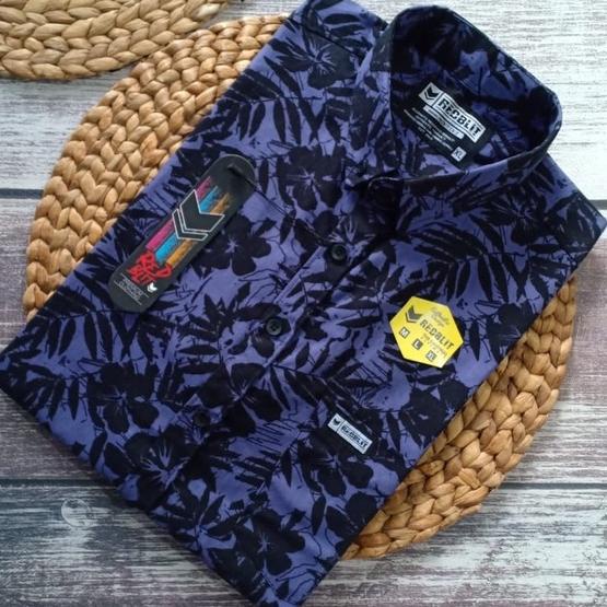 (M-S1S(❤) Baju Kemeja Pria Cowok Distro Lengan Pendek Motif Surfing Skate Fullprint Printing Pantai 