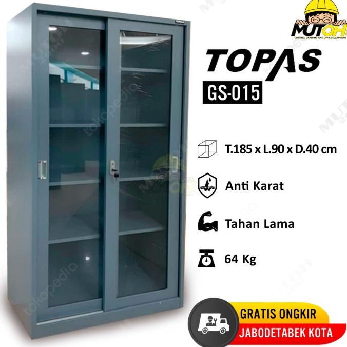 

DISKON LEMARI ARSIP LEMARI BESI FILLING CABINET 2 KACA SLIDING TOPAS GS-015 ORIGINAL