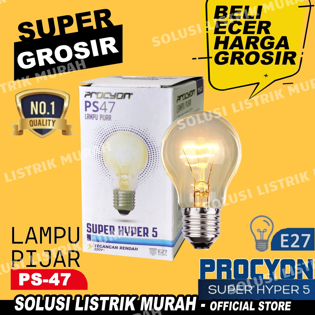 PROCYON Lampu Bohlam Pijar PS 55 PS 47 Ayam 5w 5 watt Kuning