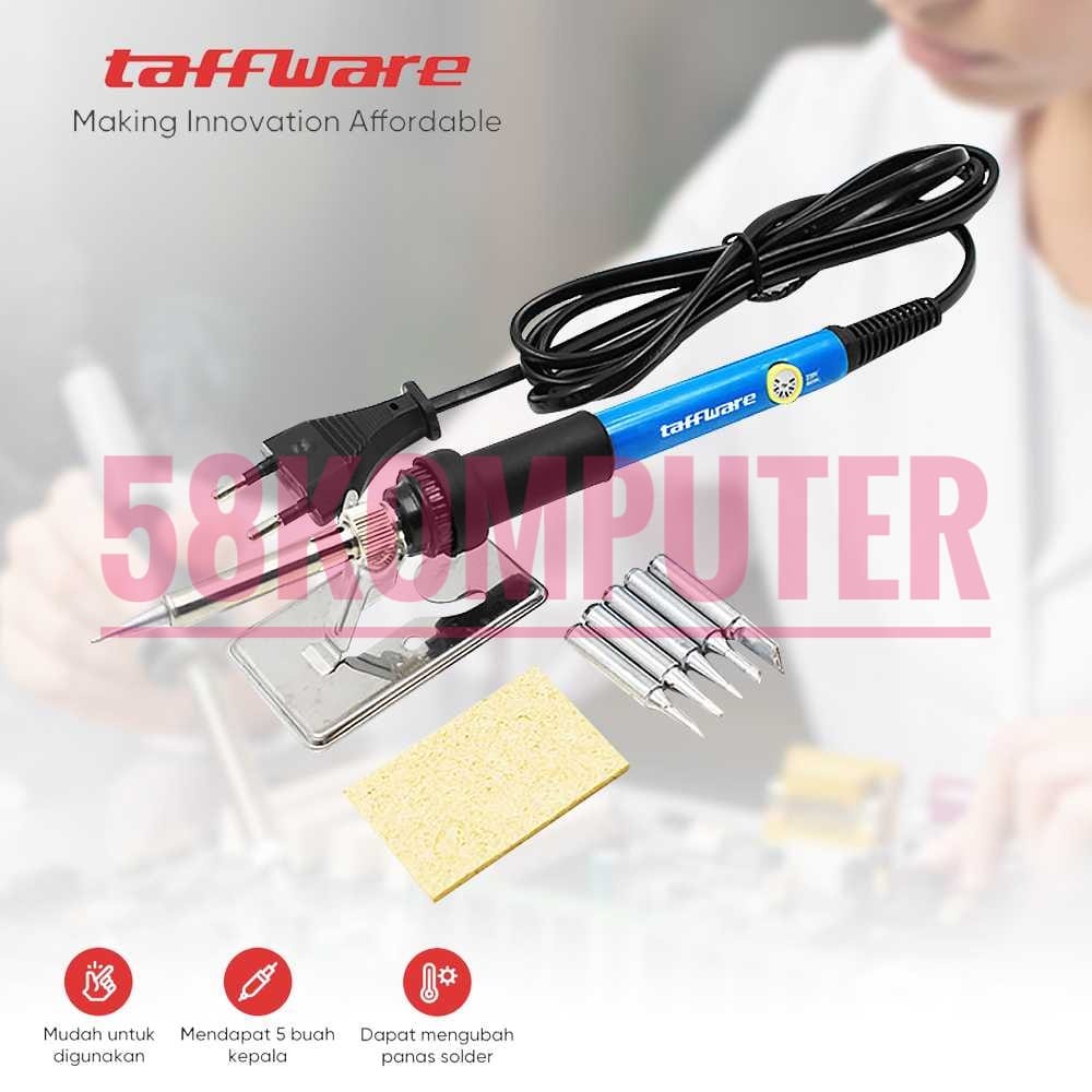 Taffware Solder Iron Adjustable Fast Heating 60W With 5 Tips