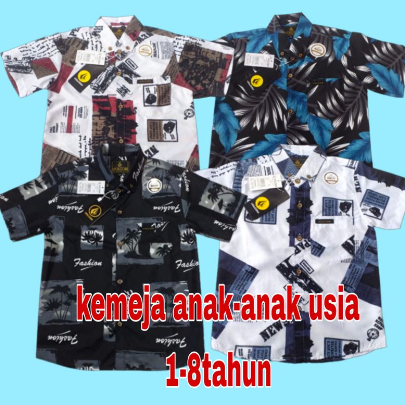 kemeja motif anak-anak lengan pendek keren dan terbaru