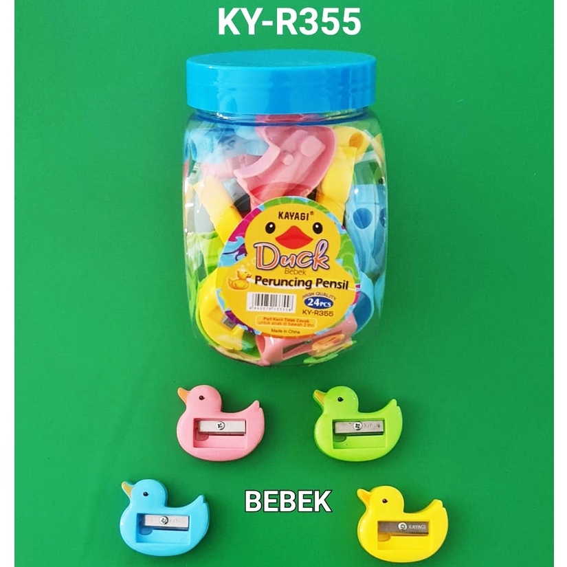 Rautan / Peruncing Pensil / Sharpener Toples Bebek Kayagi KY-R355 Isi 24 pcs