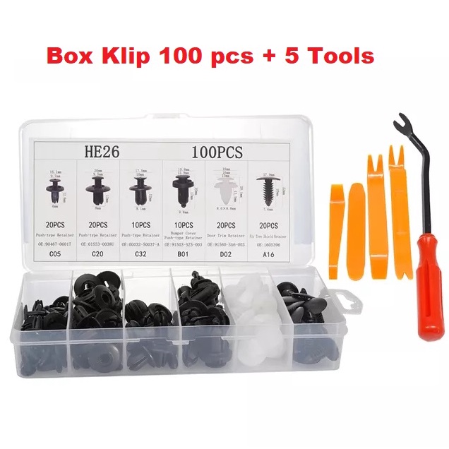100 Pcs Klip Kancing Pintu/Bumper/Fender Universal Mobil