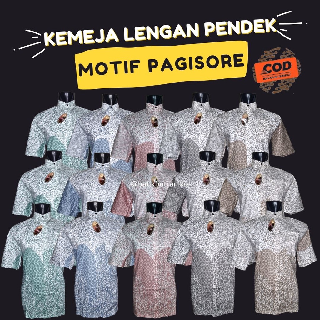 Hem Batik Kemeja Pria Lengan Pendek Katun Adem M - L - XL