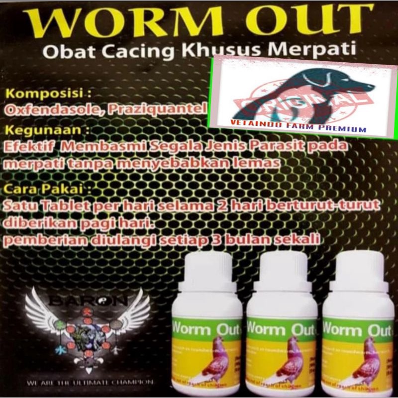 WORM OUT BARON OBAT CACING DAN PARASIT PADA BURUNG MERPATI KiCAU LOMBA