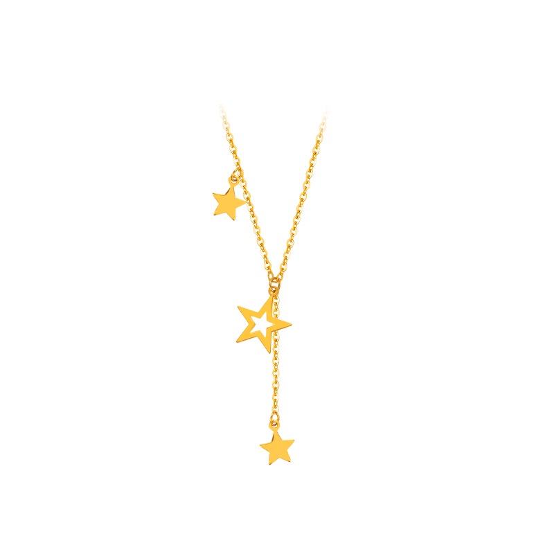 Goldkingdom Perhiasan Fashion Emas Asli Kadar 375Bangkok Aksesoris Ready Stock Bintang Sederhana Kalung Pentagram Trend Hadiah Wanita Halus