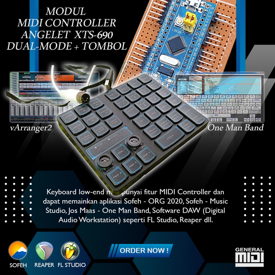 Modul Dual-Mode MIDI Controller Angelet XTS-690 Tombol ORG 2020-2022-vArranger2-One Man Band-Percuss