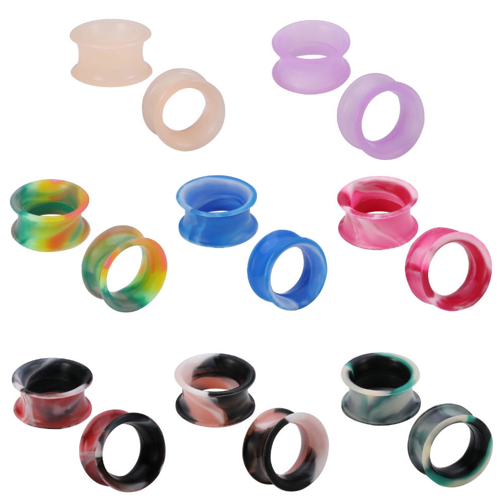 8pasang Perdu Daging Multicolor Ear Expander Set Silicone Ear Plugs 5-22 Mm Pengukur Telinga Set Terowongan Telinga Berkobar Ganda