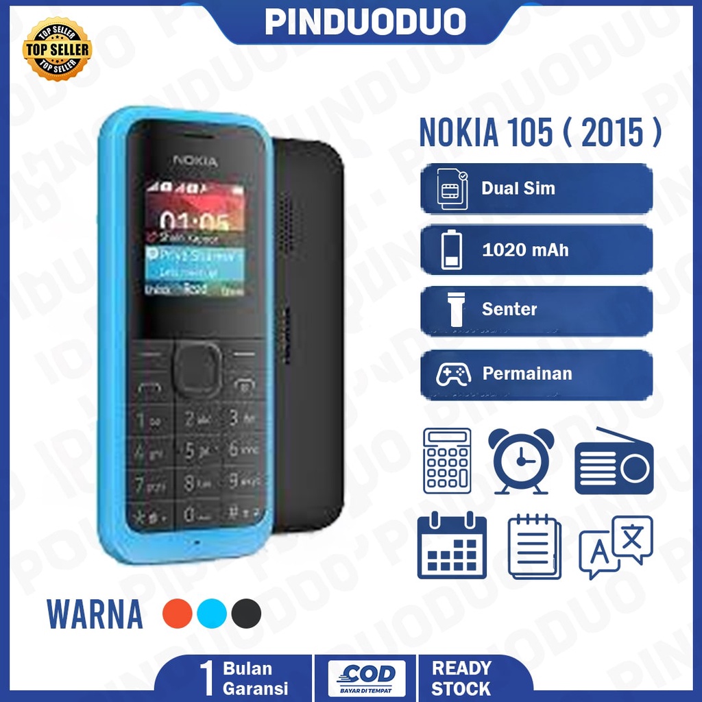 NOKIA 105 2015 FM Hp murah Mobile Phone dual SIM