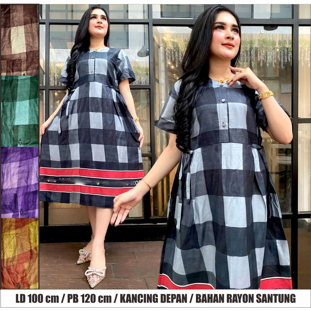 BATIK WANITA KEKINIAN DASTER BUSUI LENGAN PENDEK RAYON CENTINI SIMANIS ( HITPUT MONOCROM OSHIN DORRY SAKURA POLKA ) BUMIL KANCING DEPAN MURAH ADEM