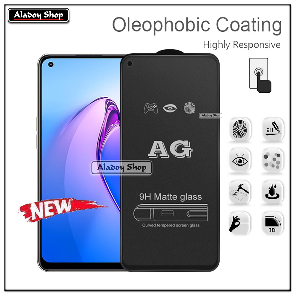 Paket 3IN1 Tempered Glass Layar Matte Anti Glare Oppo Reno 8 4G Free Tempered Glass Camera dan Skin Carbon