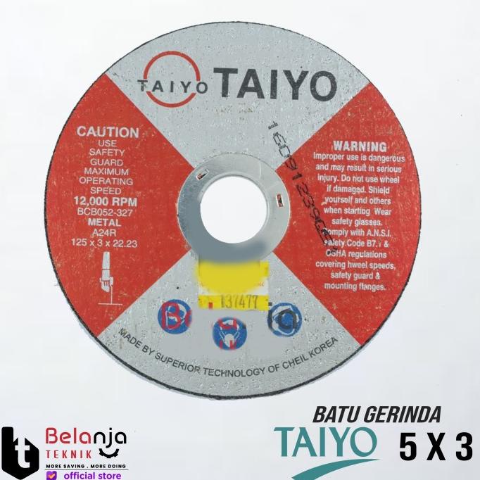 Taiyo Batu Gurinda 5" Inch x 3 mm Mata Gerinda Potong Besi Cutting 5 belanjate77 Kualitas Baik